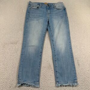 Driftwood Candace Jeans Women's 28x24 Straight Cropped Frayed‎ Hem Blue Denim